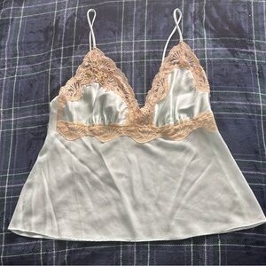 California dynasty light blue Lace Trim Satin Cami Top size medium